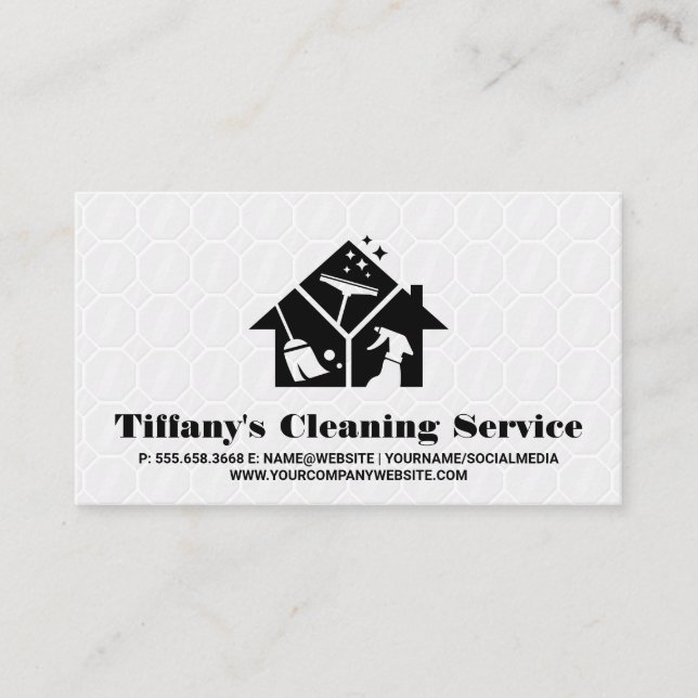 House Cleaning Services Icon | Floor Tiling Business Card (Front)