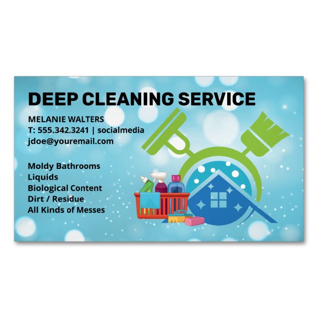House Cleaning Services | Maid Cleaners Magnetic Business Card (Front)
