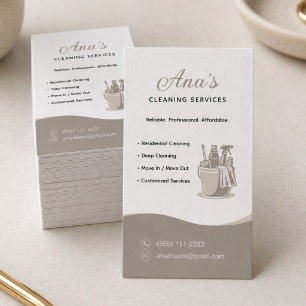 House Cleaning Services Neutral Beige Business Card