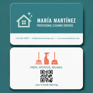 House Cleaning Services QR Code Professional Business Card