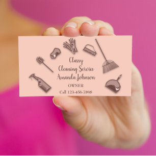 House Cleaning Services Rose Logo Maid Office lux Business Card