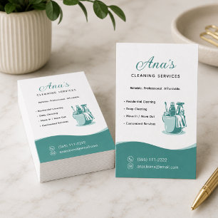 House Cleaning Services Teal Business Card