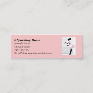 House Cleaning Skinny Busines Card w/ Pink Mai
