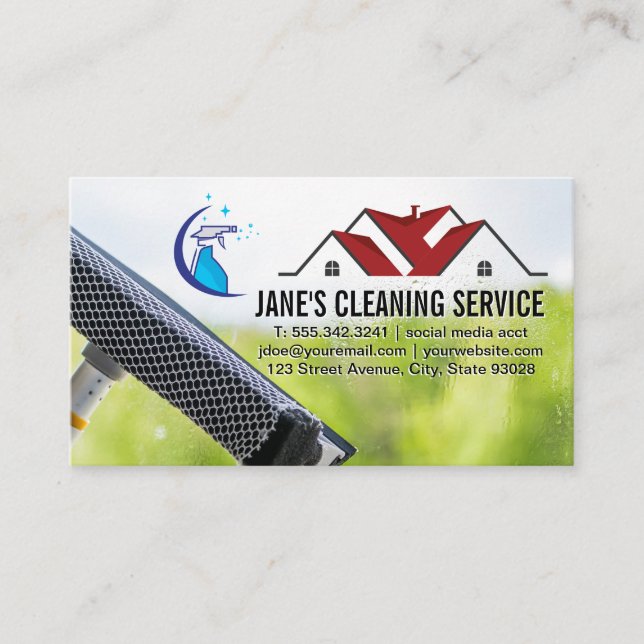 House Cleaning | Squeegee | Bottle Spray Business Card (Front)
