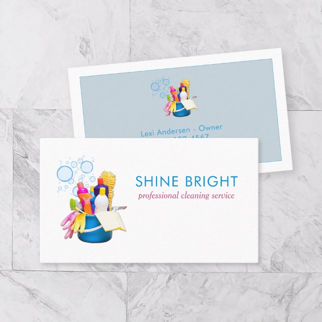 House Cleaning Supplies Service Modern Business Card (Creator Uploaded)
