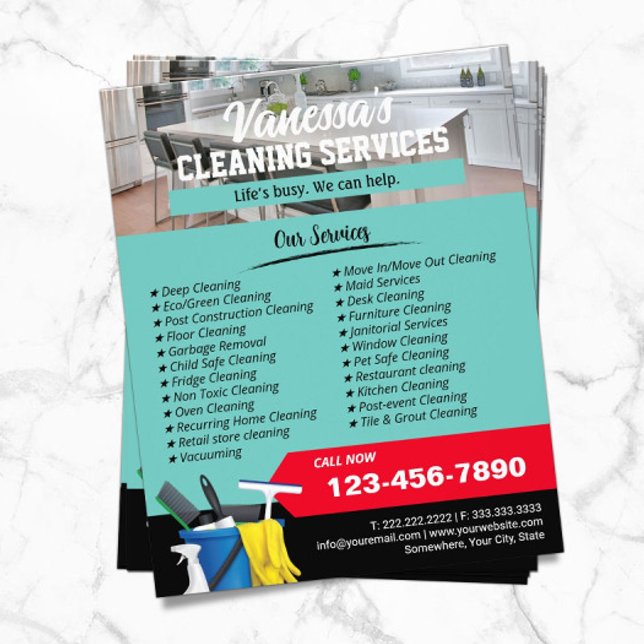 House Cleaning Window Cleaning Maid Service Teal Flyer (Creator Uploaded)