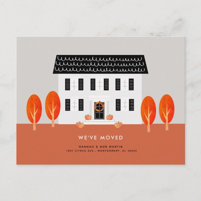 House Fall Autumn Tree Moving Announcement Postcard (Front)