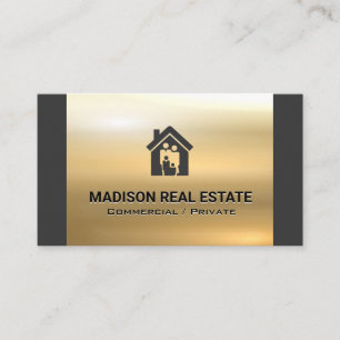 House Family Logo   Gold Metal Business Card