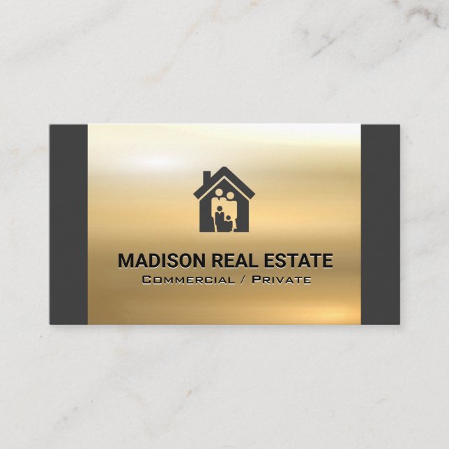House Family Logo | Gold Metal Business Card (Front)