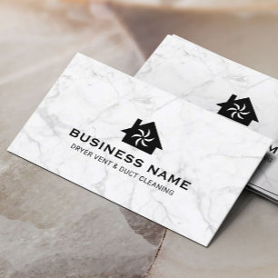 House & Fan Logo Dryer Vent & Duct Cleaning Marble Business Card
