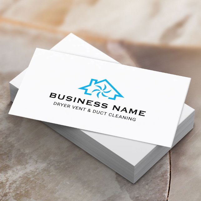 House & Fan Logo Dryer Vent & Duct Cleaning Plain  Business Card (Creator Uploaded)