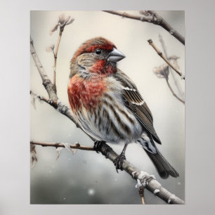 House Finch Bird Art Print Poster