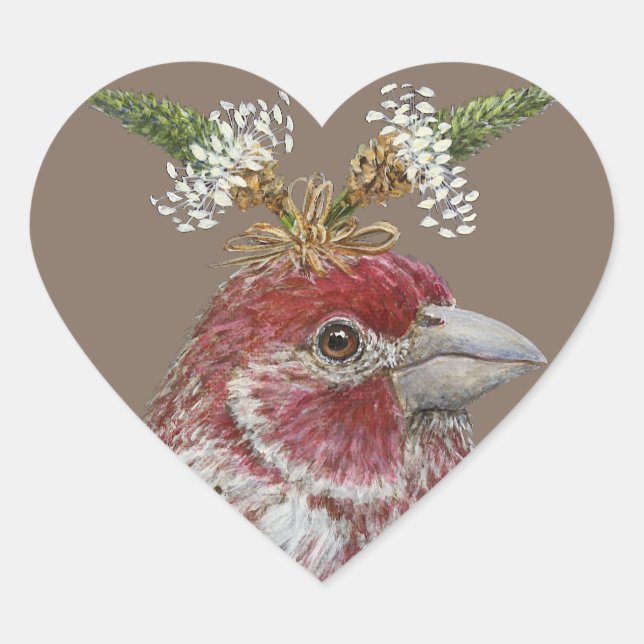 house finch heart stickers (Front)