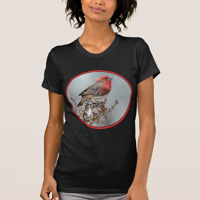 House Finch in Snow - Original Photograph T-Shirt (Front)