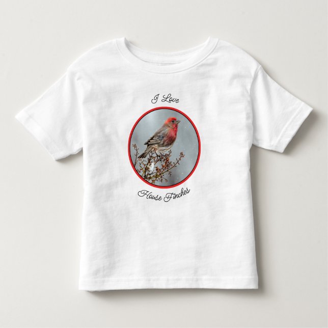 House Finch in Snow - Original Photograph Toddler T-Shirt (Front)