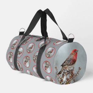 House Finch in Winter Snow Original Photograph Duffle Bag