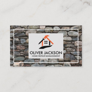 House Fixes Logo Stone Wall Background Business Card