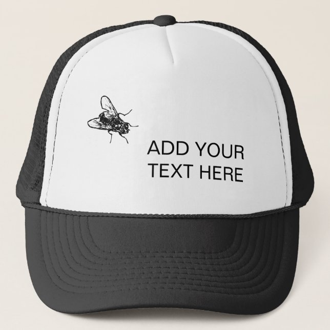 House fly and your text funny customisable trucker hat (Front)