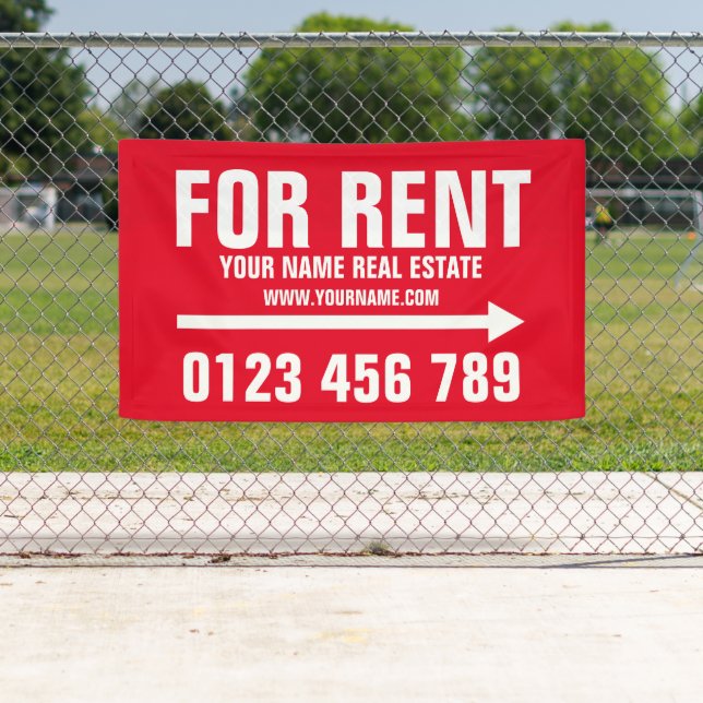 House for rent real estate banner sign with arrow (Insitu)