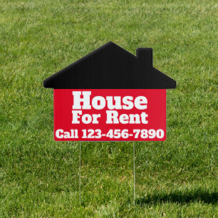 House for Rent with Phone Number Garden Sign