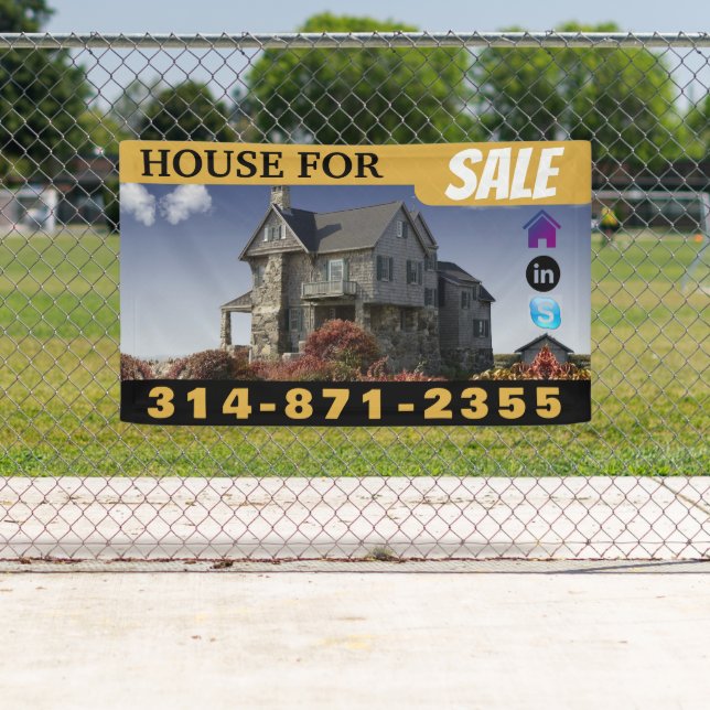 House For Sale Black Gold Banner (Insitu)