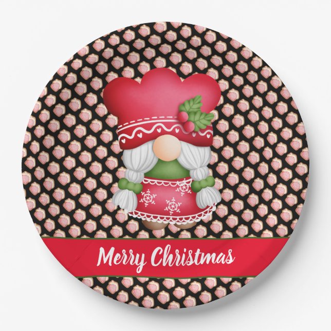 House Gnome Customise Colour and Text Paper Plate (Front)