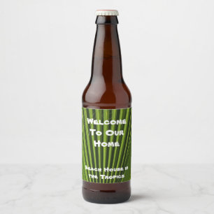 House Guest Welcome Green Palm Leaf Appreciation Beer Bottle Label