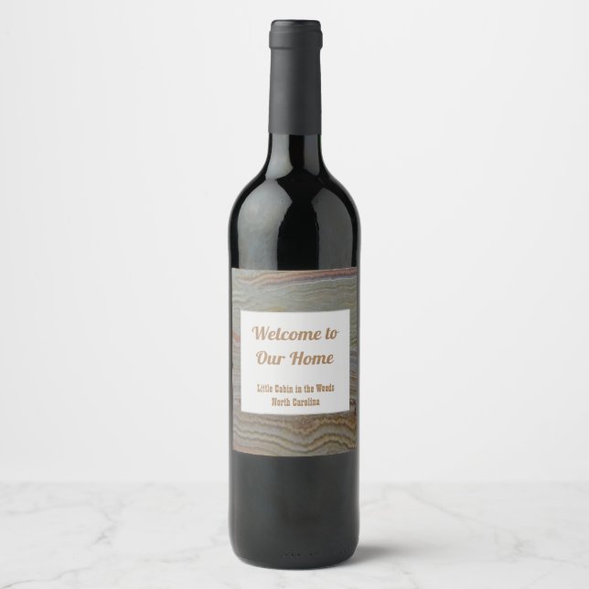 House Guest Welcome Vacation Rental Elegant Onyx Wine Label (Front)