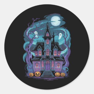 House Halloween Artworks Transylvania Mansion Classic Round Sticker