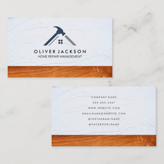 House Hammer Logo | Stucco Wood Business Card (Front/Back)