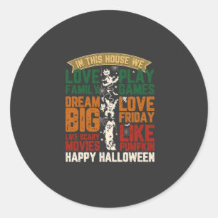 House Happy Halloween Monsters Spiderwebs Classic Round Sticker