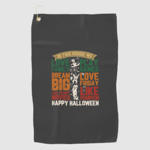 House Happy Halloween Monsters Spiderwebs Golf Towel