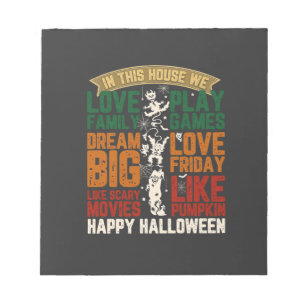 House Happy Halloween Monsters Spiderwebs Notepad