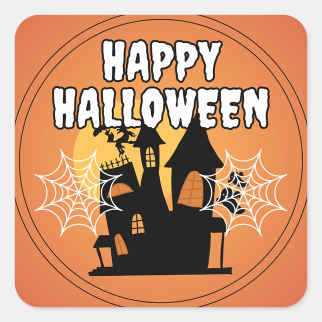 House Happy Halloween Square Sticker (Front)
