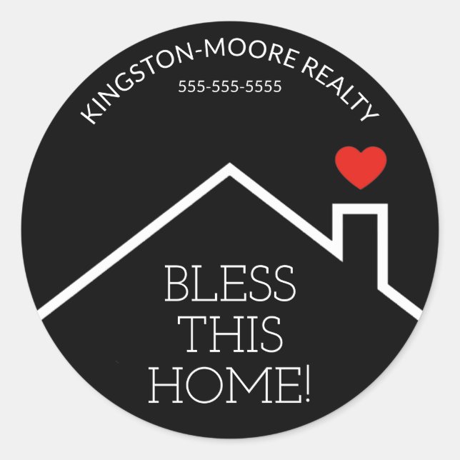 House Heart Custom Realtor Business Classic Round Sticker (Front)