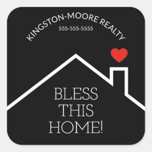 House Heart Custom Realtor Square Sticker