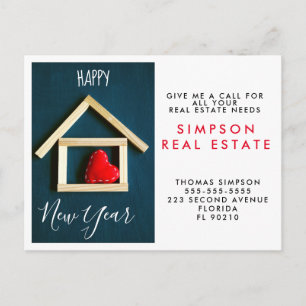 House Heart Real Estate Referral Card New Year