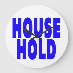 HOUSE HOLD BLUE FONTS LARGE CLOCK