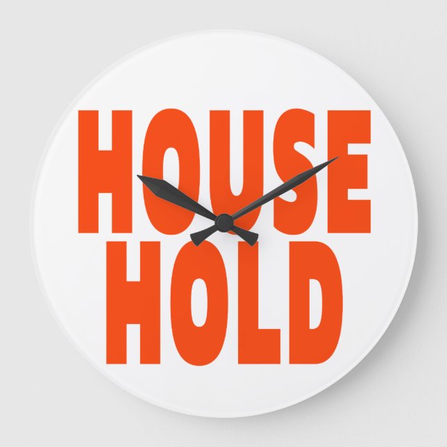 HOUSE HOLD ORANGE FONTS LARGE CLOCK (Front)