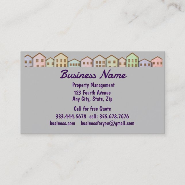 House Home Business Professional Property Mgmtl Card (Front)