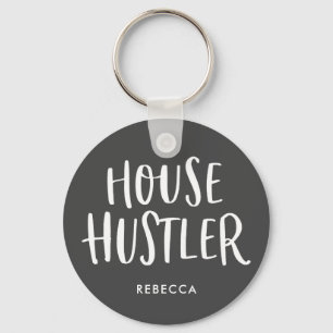 House Hustler Real Estate Personalized Agent Grey Key Ring