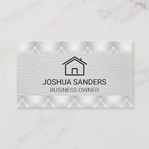House Icon   White Leather Upholstered Padding Business Card