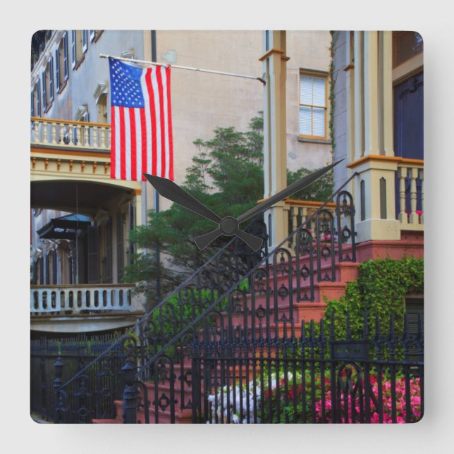 House in the Historic District in the spring Square Wall Clock (Front)