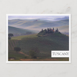 House in Tuscany in the morning fog edge postcard