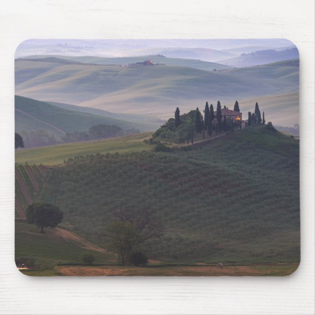 House in Tuscany in the morning fog mousepad (Front)