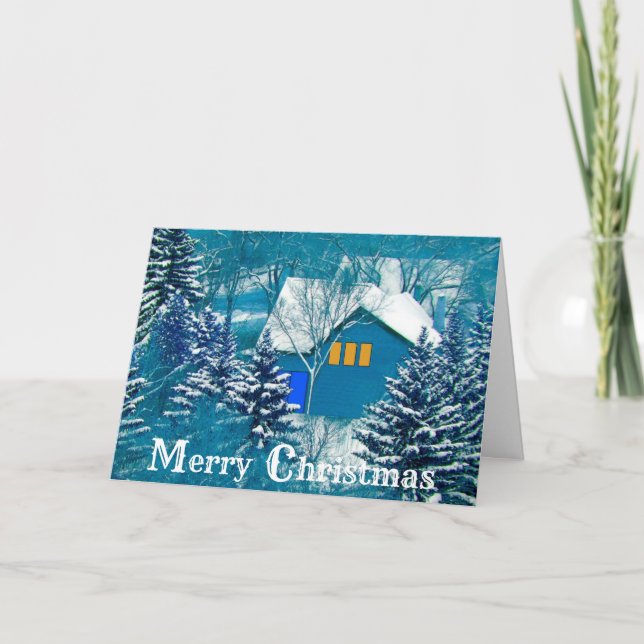 House in Woods Christmas Holiday Card (Front)