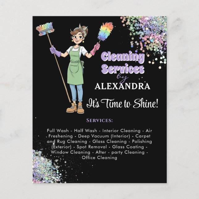 House Keeping Maid House Cleaning Service Glitter Flyer (Front)