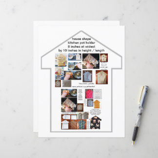 House Kitchen PotHolder Sewing Pattern Paper Sheet