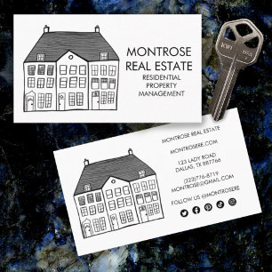 House Line Art Minimal Custom Real Estate  Business Card