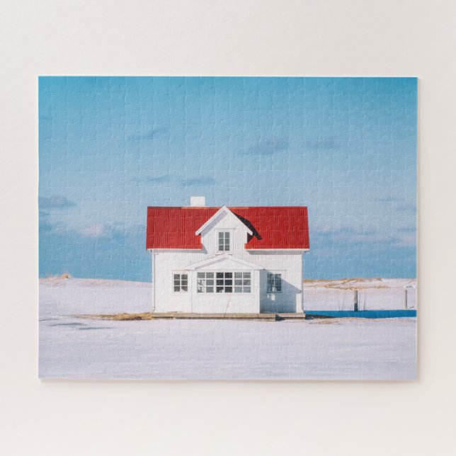 House Lofoten Norway Travel Outdoor Winter Snow Jigsaw Puzzle (Horizontal)